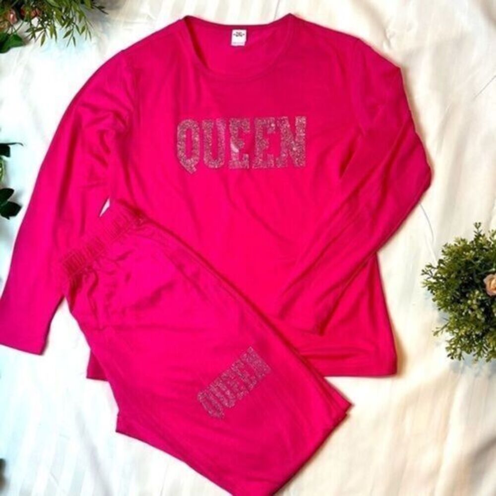 QUEEN Rhinestone Letter Pattern lounge Set Size 2XL‎ - Picture 3 of 13